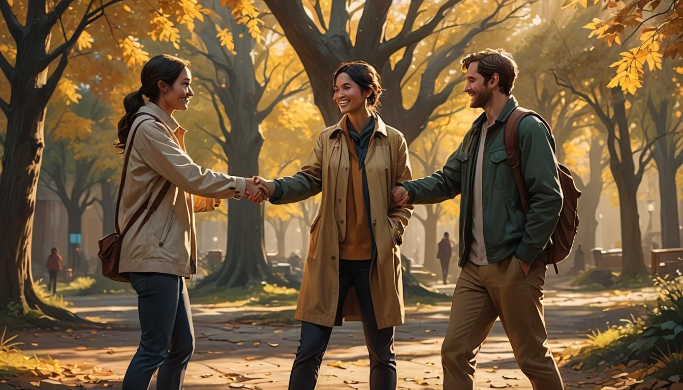 Warm Handshake: Vibrant Digital Art Concept