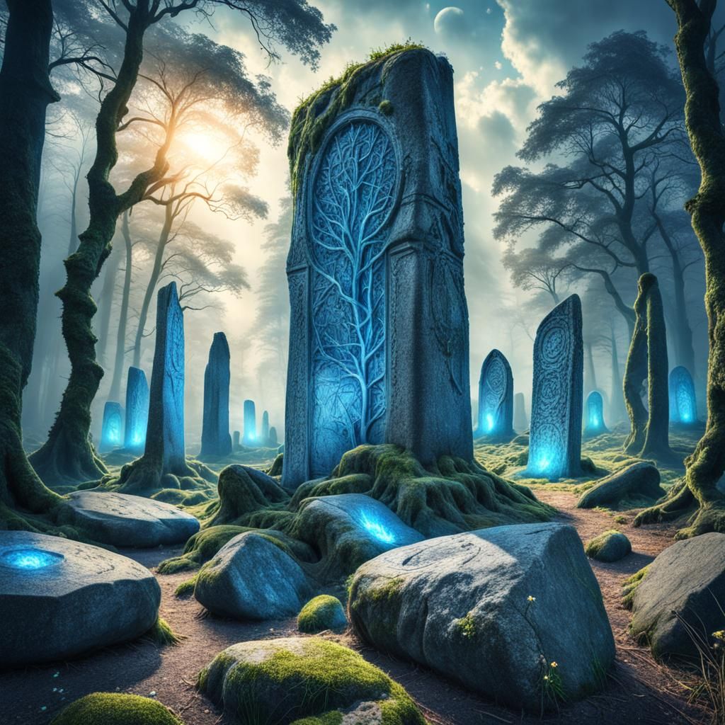 Eerie Stone Circle Emanating Blue Energy
