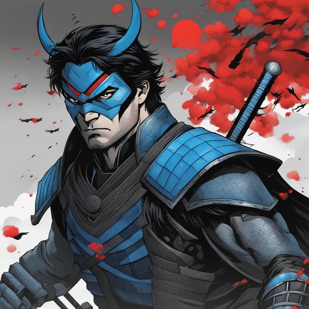 Anime Samurai Nightwing Illustration