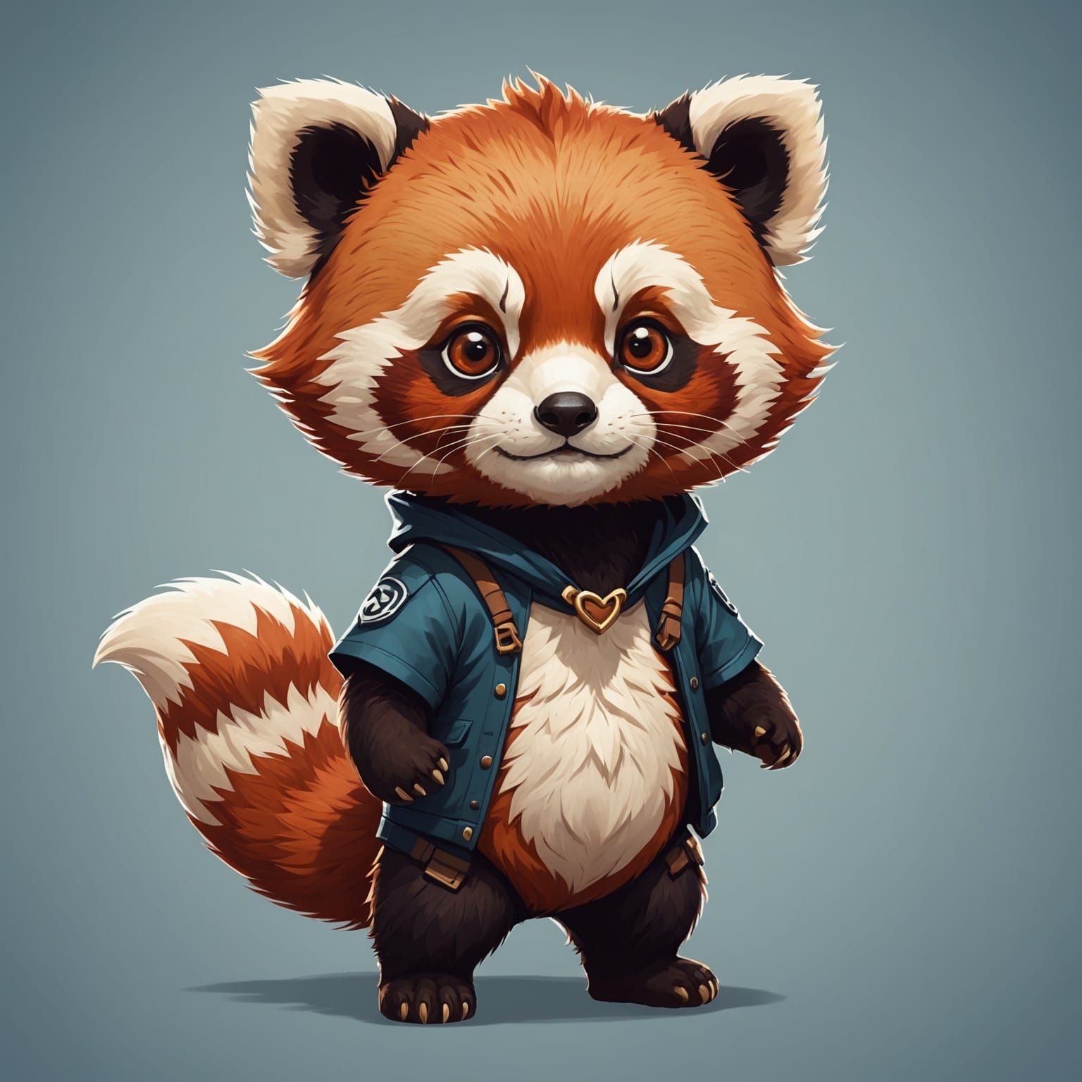 Cute Chibi Red Panda Standing Tall