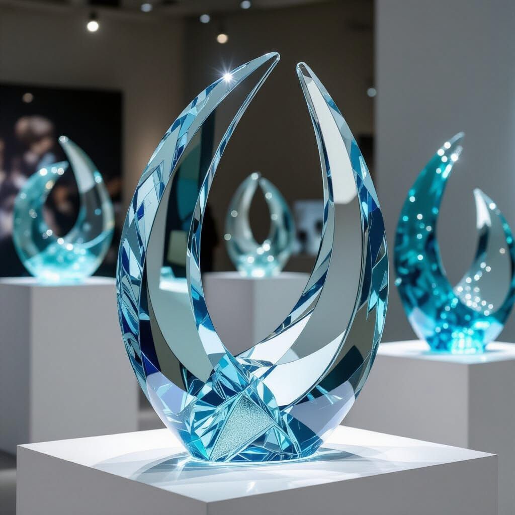 Elegant Crystal Glass Sculptures