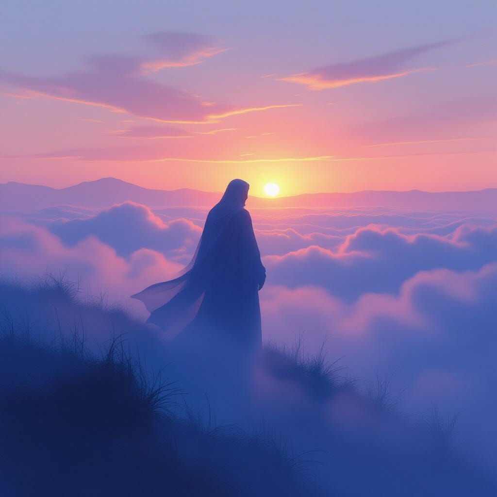 Mystic Spirit in Blue and Purple Fog