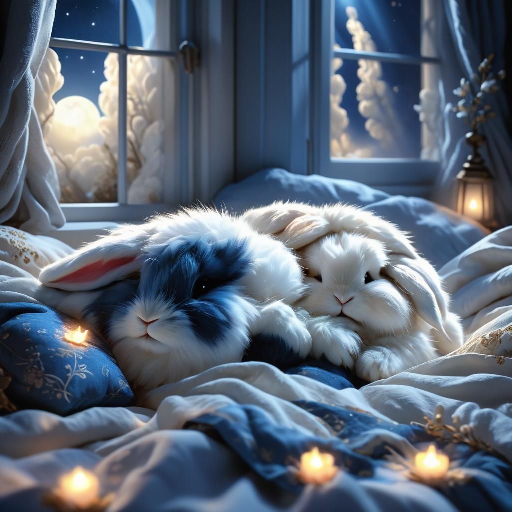Dreamy Bunny in Moonlight: Fantasy Concept Art