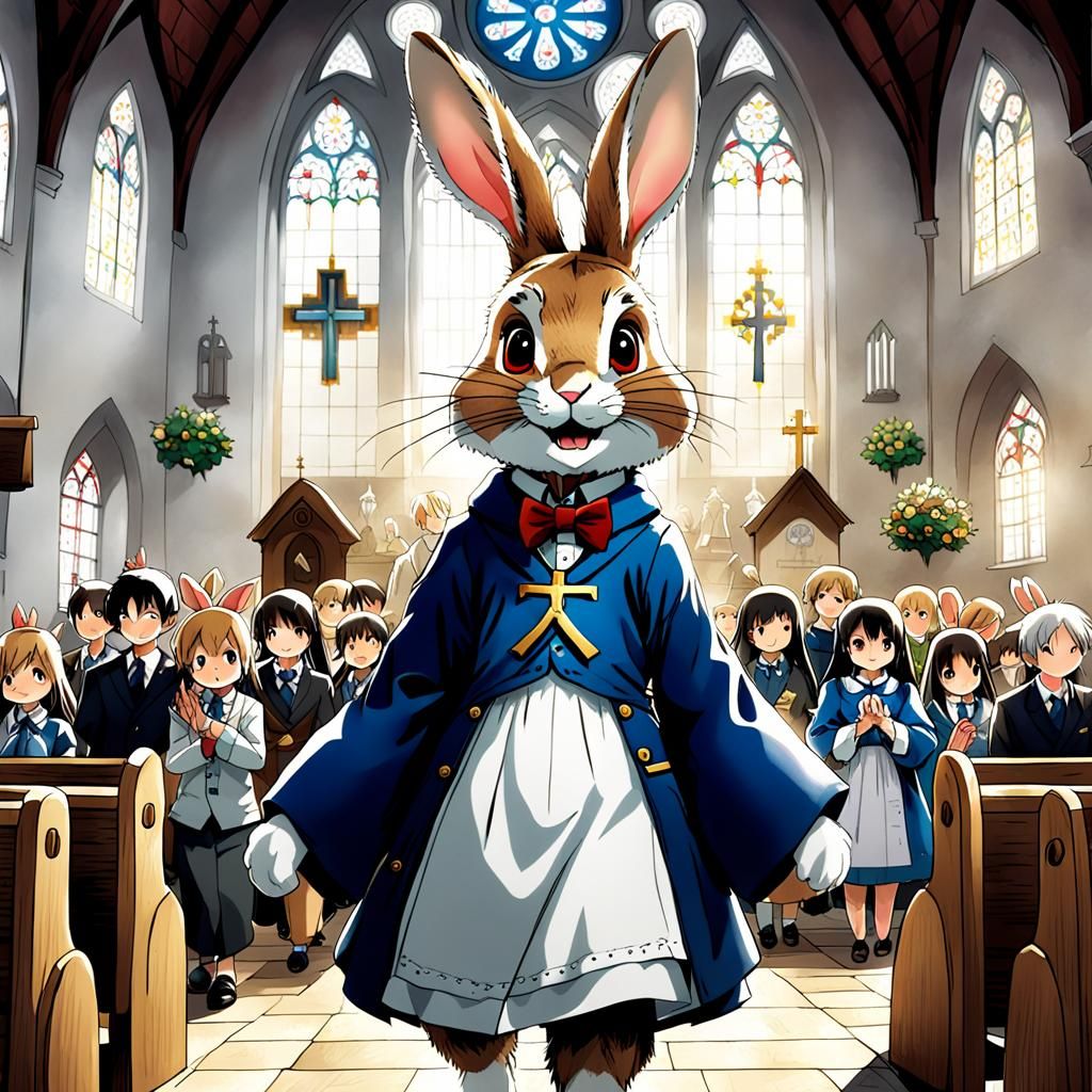 Br'er Rabbit Visits Church in Anime Style