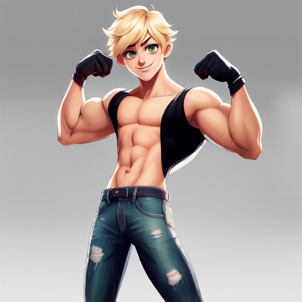 Muscular Adrien Agreste Model Pose Portrait