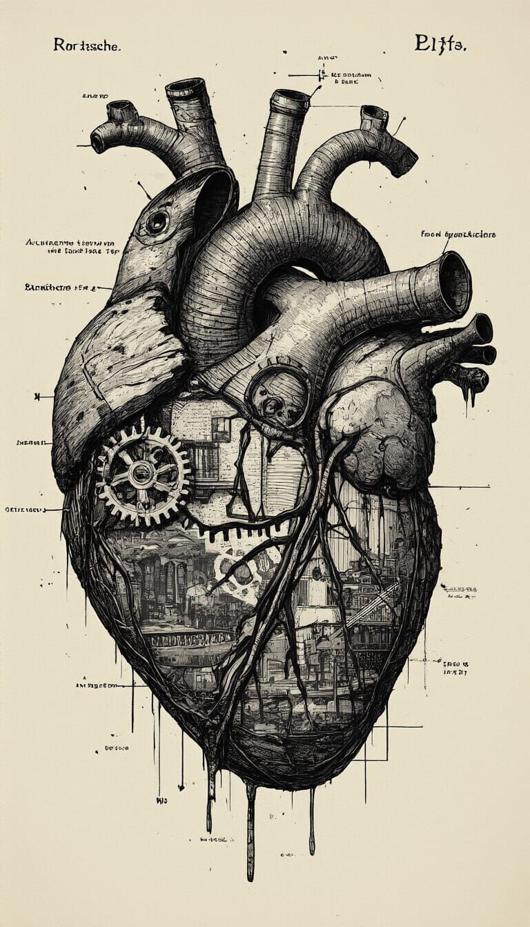 Industrial Surrealism: Mechanical Heart in Dystopian Art
