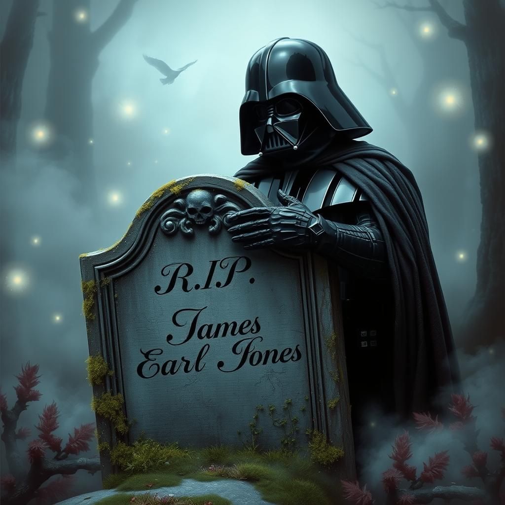 Darth Vader Mourns in Dreamlike Fantasy Realm