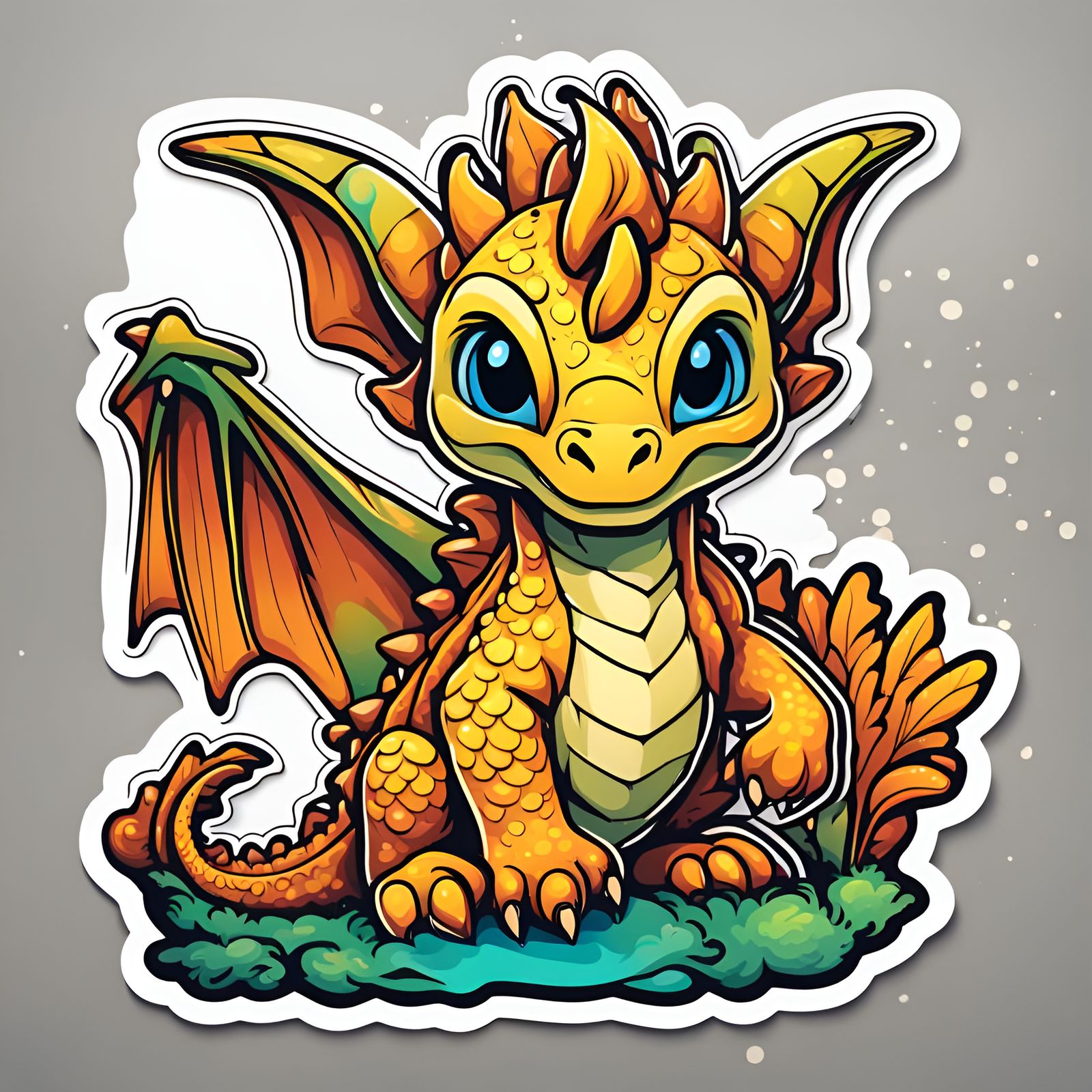 Cute Dragon Cub Vector Sticker