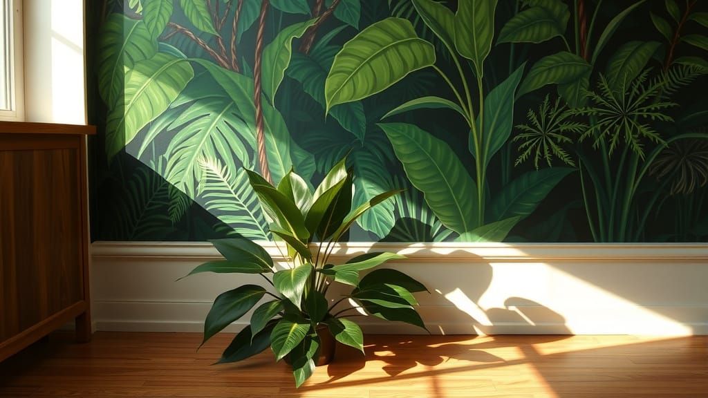 Camouflaged Plant Hiding in Jungle Mural