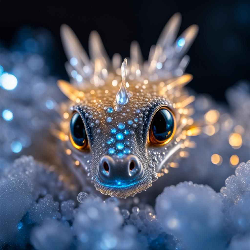 Frosted Crystal Ice Dragon Hatchling Microportrait