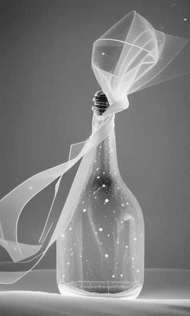 Ethereal Snow Bottle in Film Noir Style