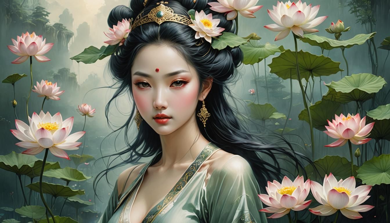 Goddess of Tranquility with Lotus Blossoms