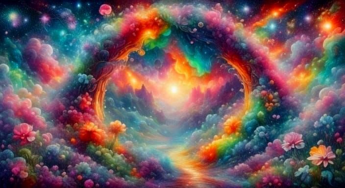 Iridescent Souls in Stained Glass and Mosaic Style