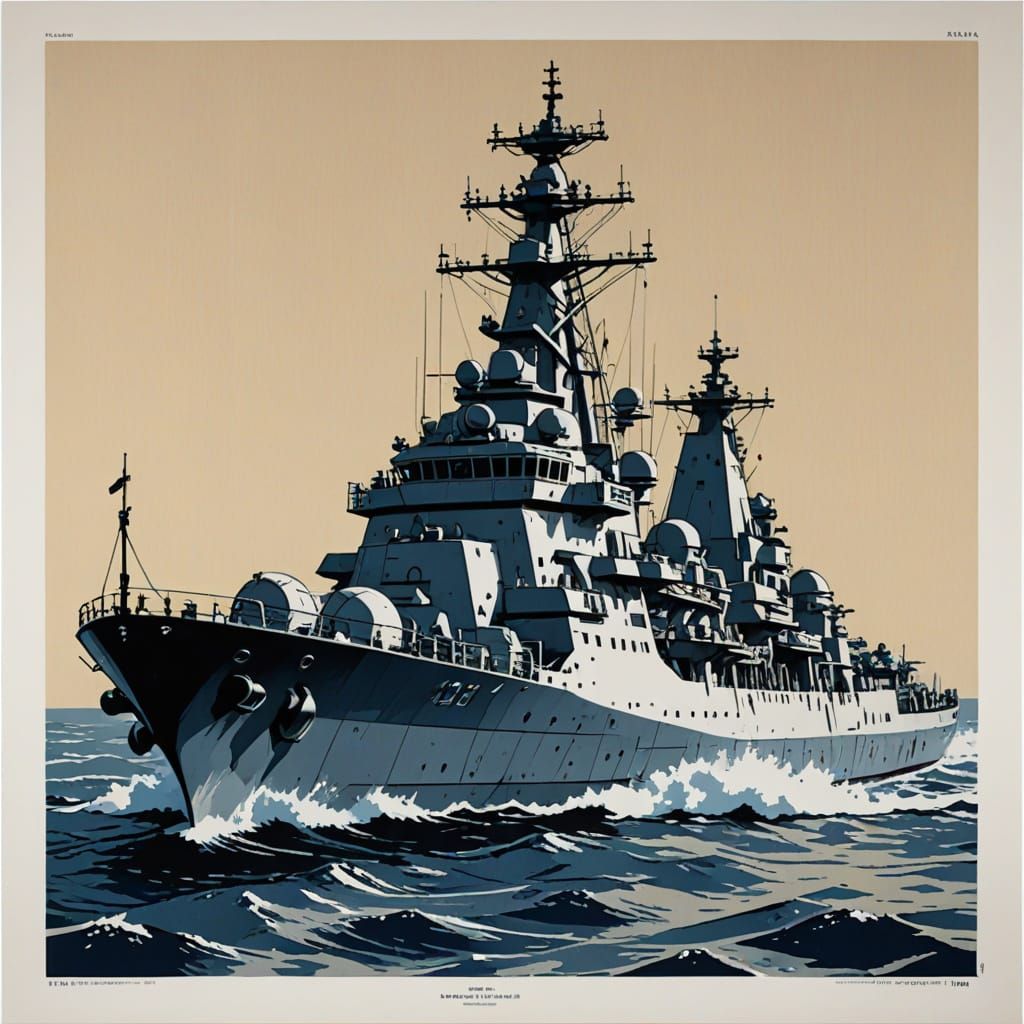 Screen print modern warship