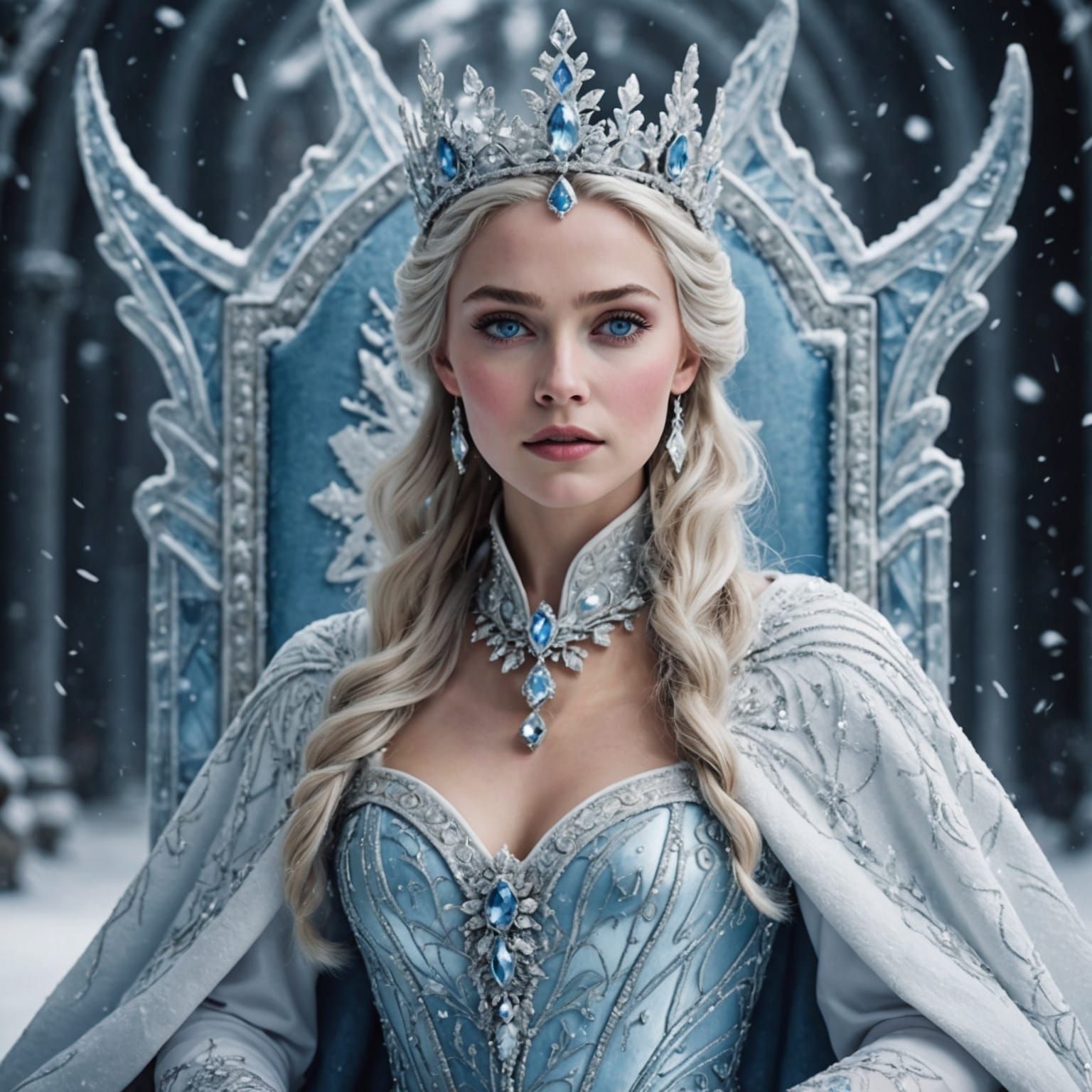Icy Majesty: The Snow Queen's Frozen Throne