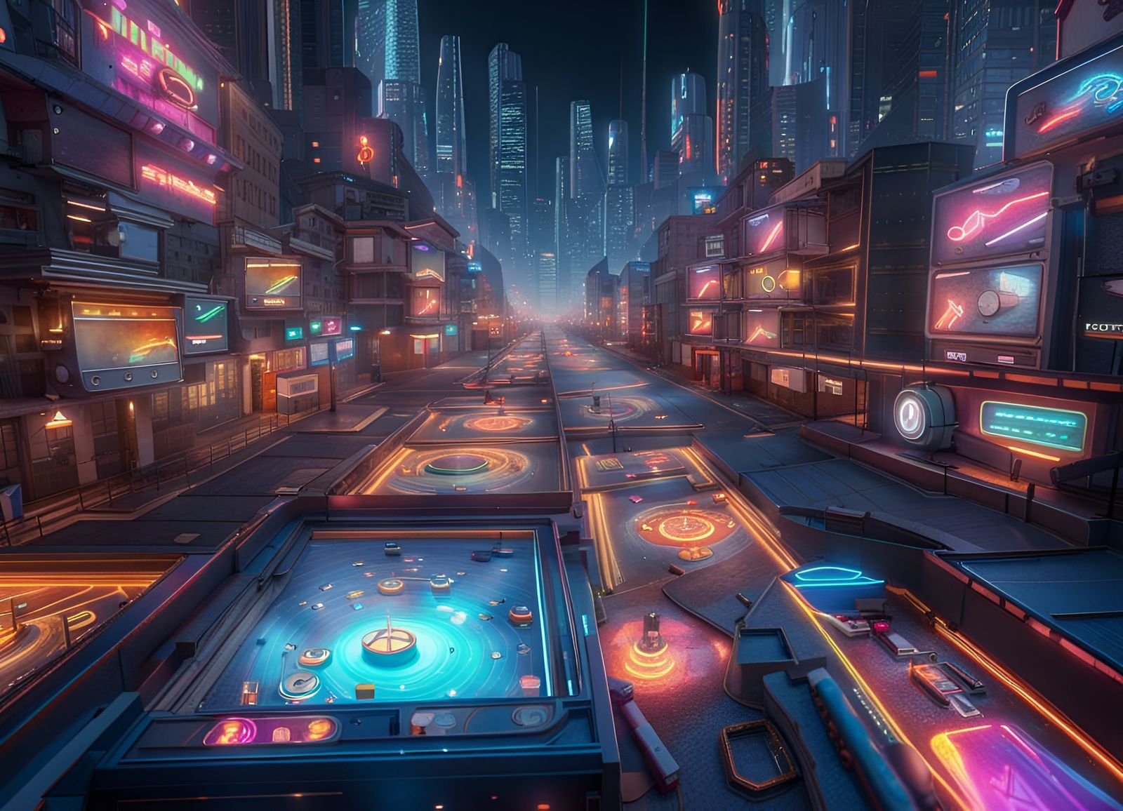 Hyperrealistic Cyberpunk Cityscape at Night