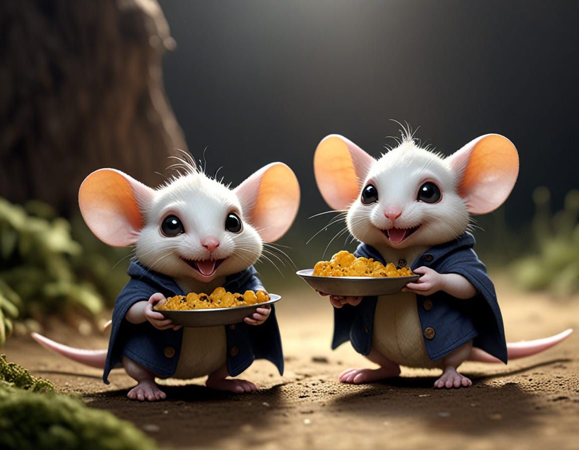 Whimsical Goblin Feast Scene in Watercolor Style