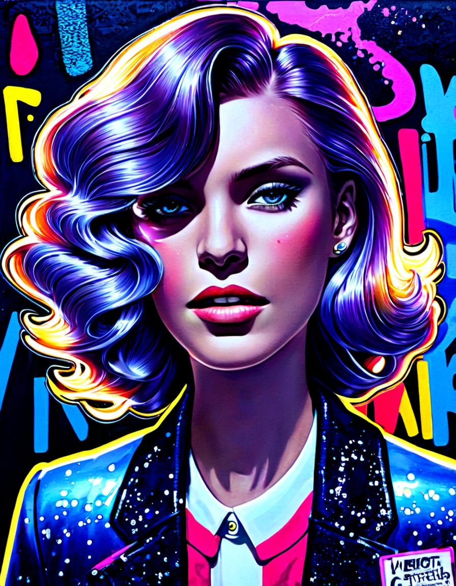 Vibrant Urban Portrait in Pop Art Style