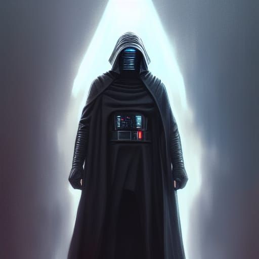 Kylo Ren and Rey Palpatine Portrait in Splash Art Style