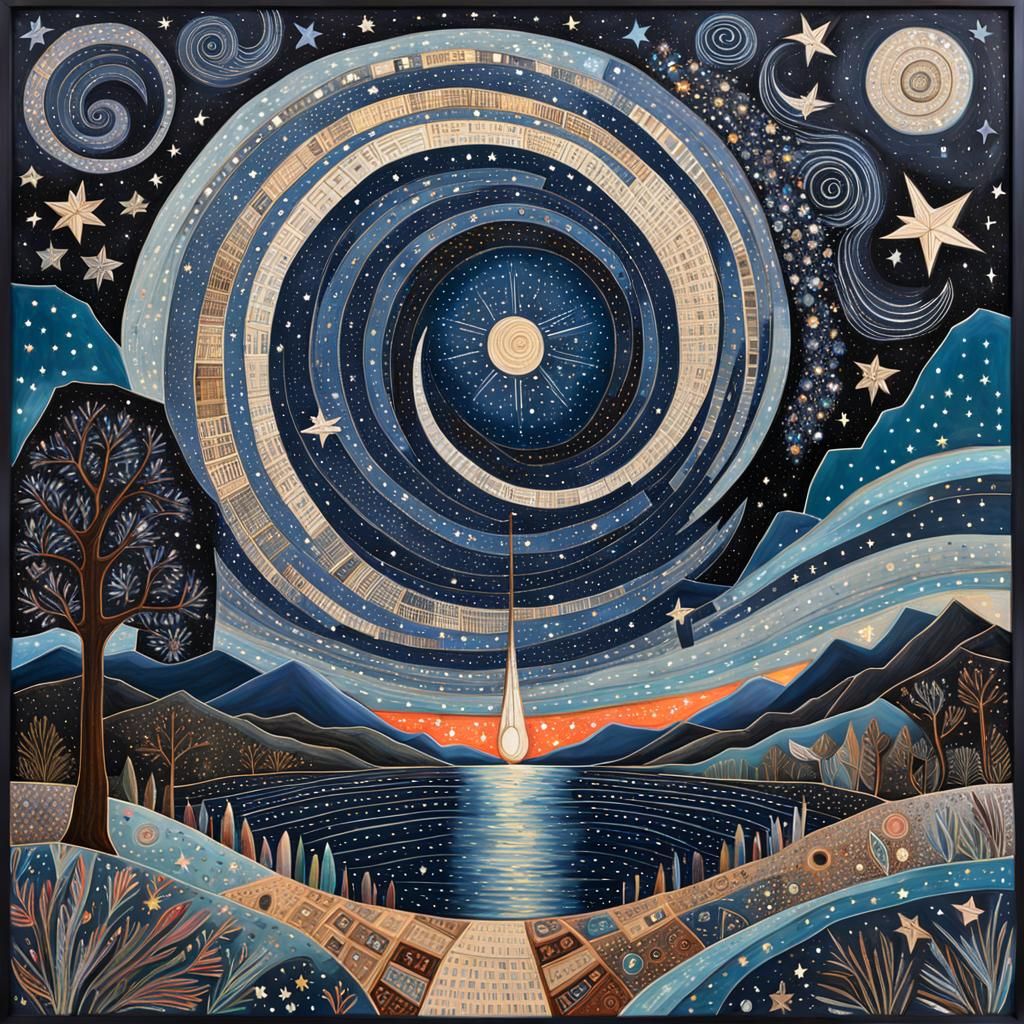 Whimsical Night Sky Artwork with Shooting Star