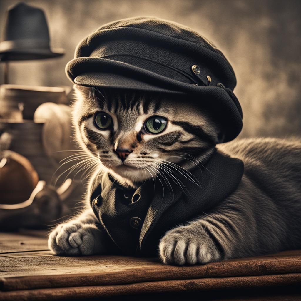 Peaky Blinder Kitten in Vintage Outfit