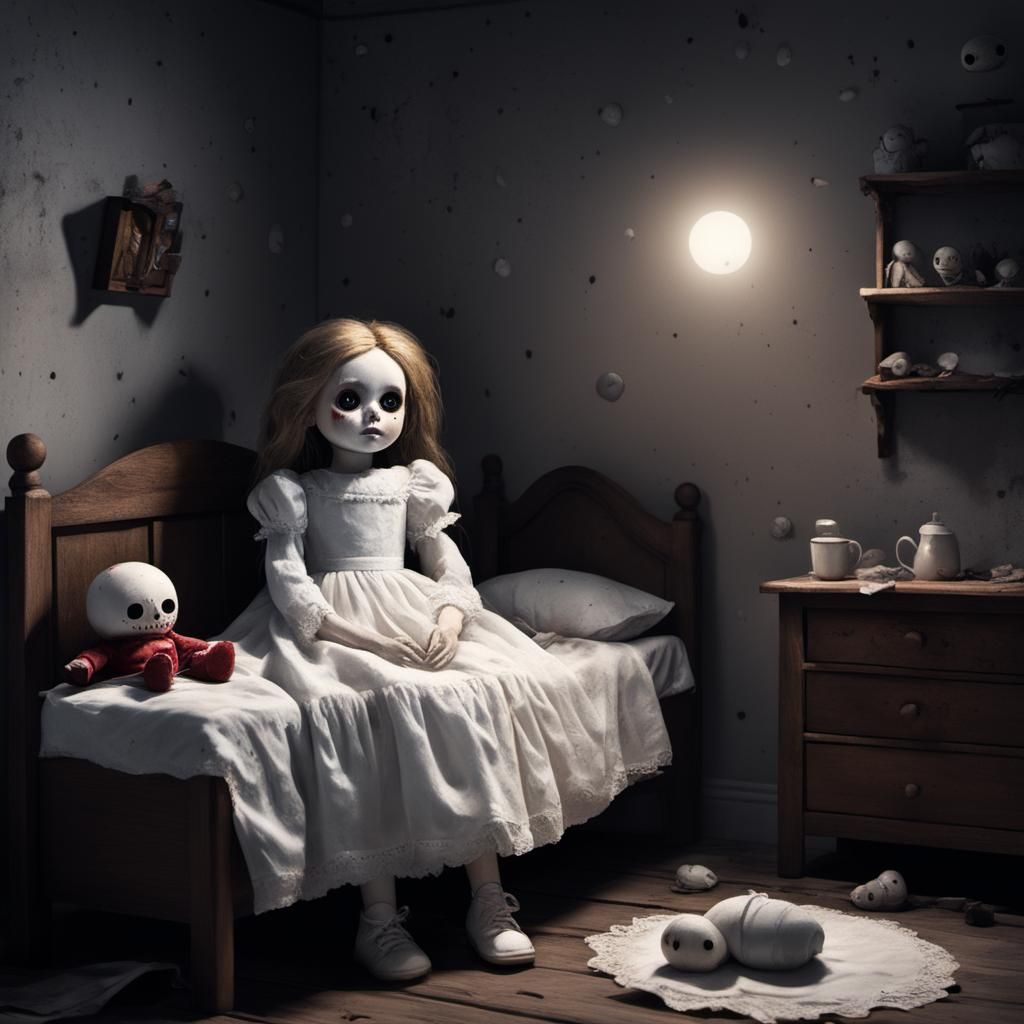 Children's room background.
An innocent child lies in a bed....