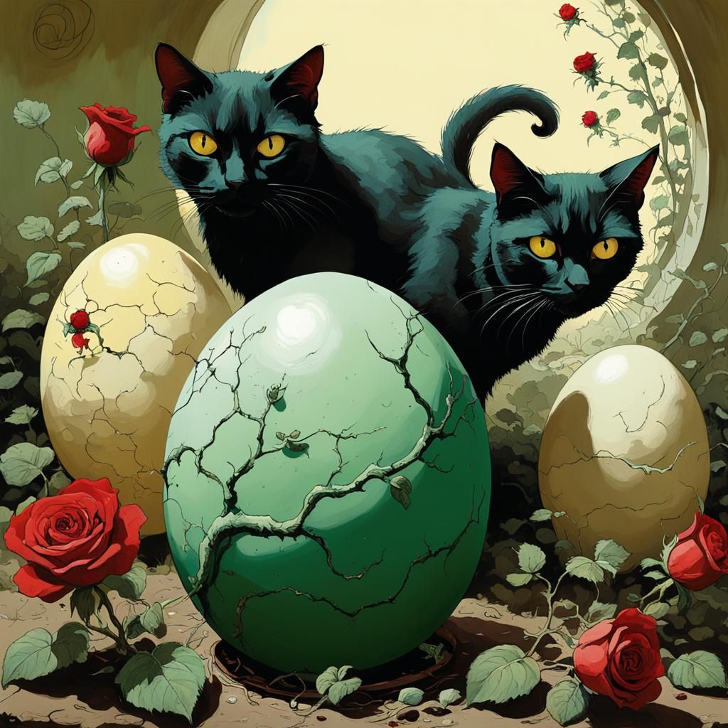 Cracked Egg Birth in Frazetta Style