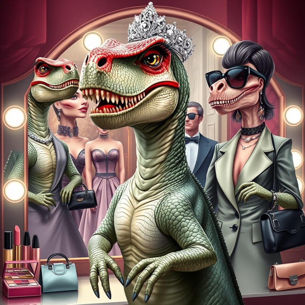 Fierce Fashionista Dinosaur Struts Runway Looks in Luxe Styl...