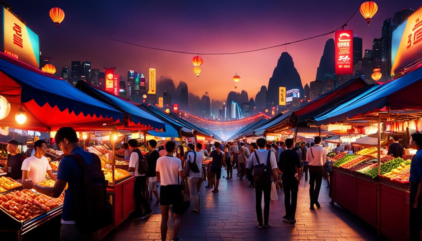 Cybertronian Night Market: Photorealistic Tourism Ad