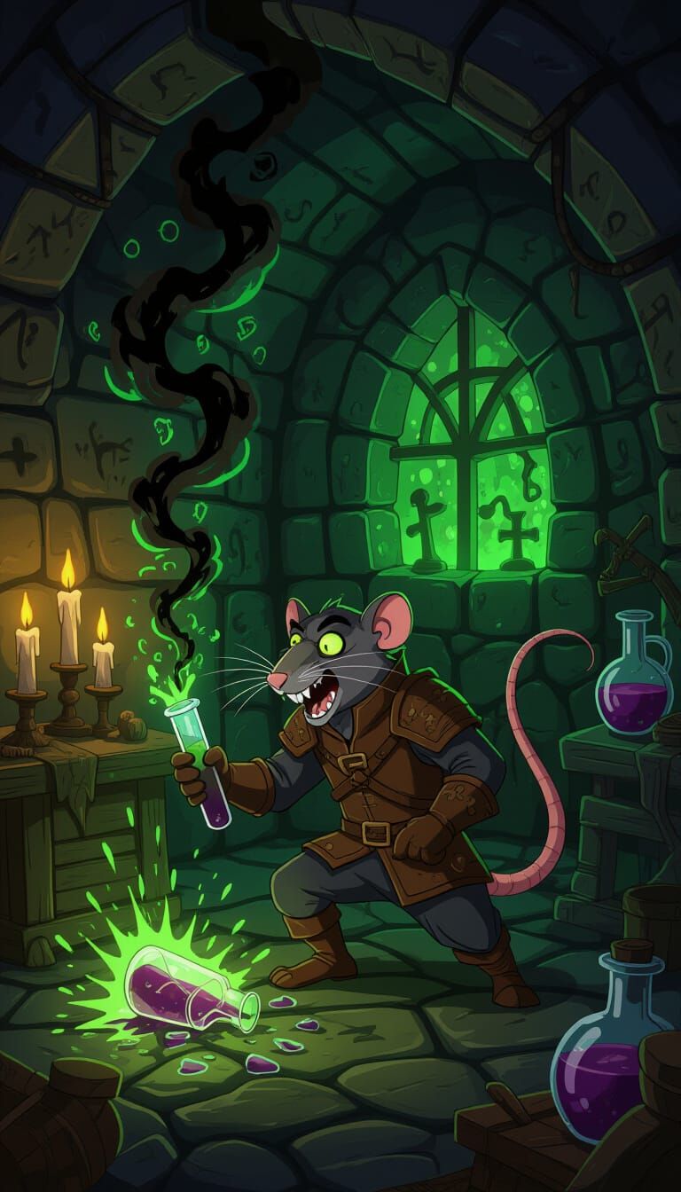 Rat-Man Rogue Unleashes Dark Magic in Alchemy Den