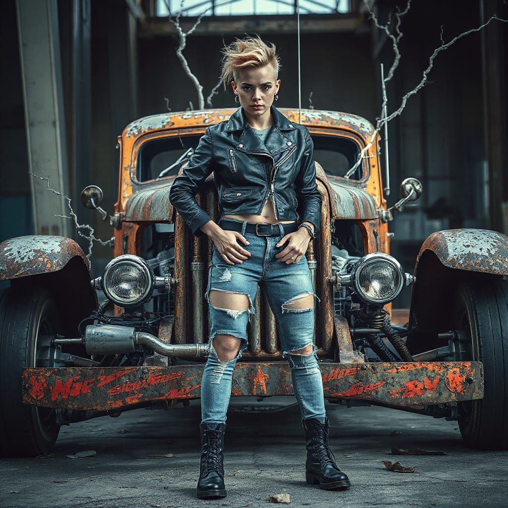 Atomic Punk Woman Claims Salvaged Vehicle