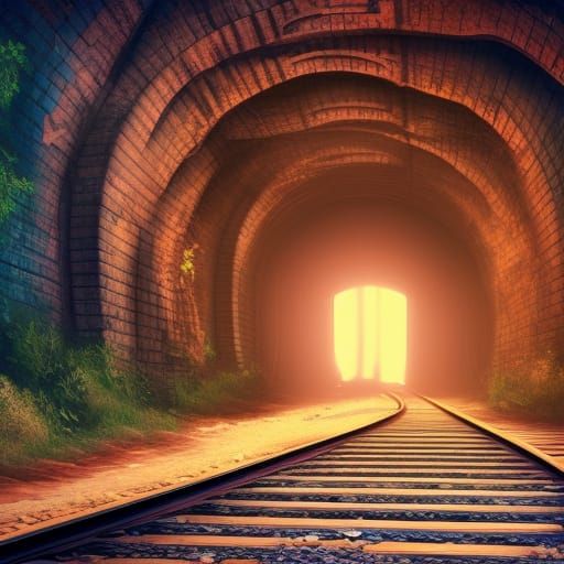 Abandoned Train Tunnel in Detailed Matte Painting