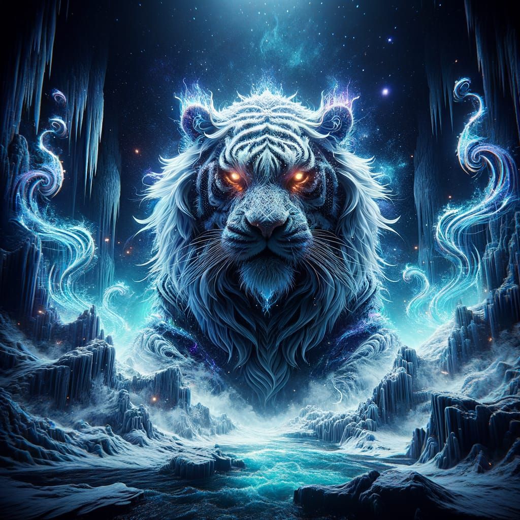 Mystical Tiger of Dark Ice and Lightning
