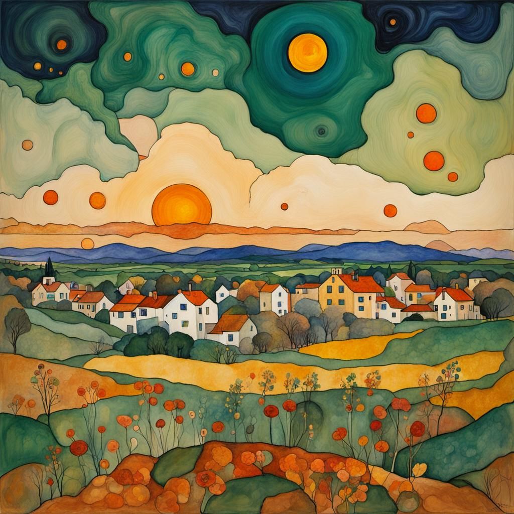 Impressionist Line Drawing in Gouache and Watercolor