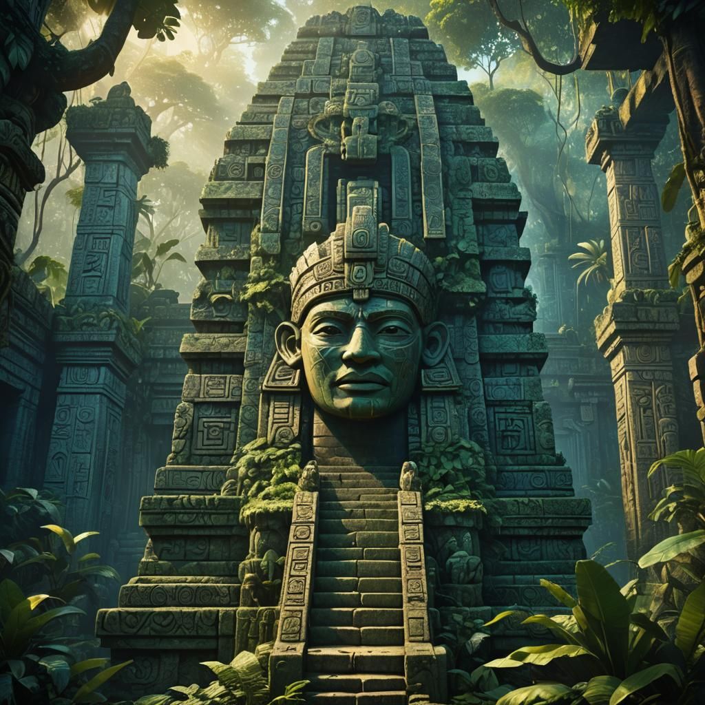 Aztec Temple in Jungle, Matte Painting