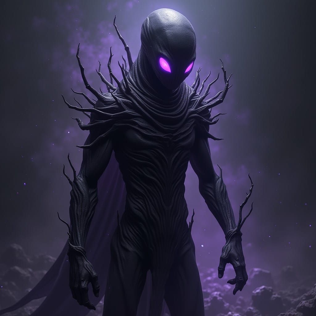 Mysterious Enderman in Obsidian Black, Swirling with Dark En...