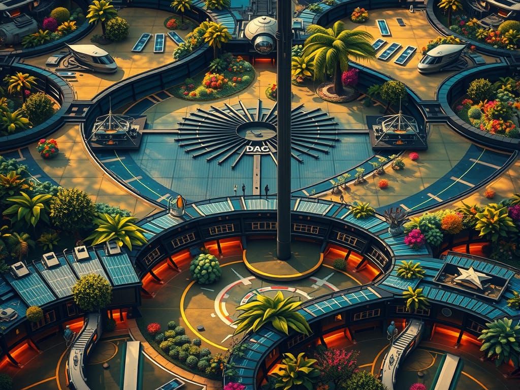 Surreal Futuristic Eco City in Vibrant Solarpunk Style