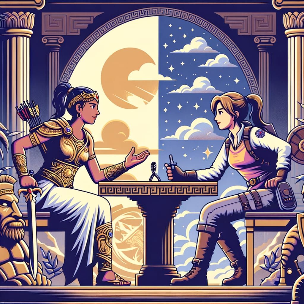 Female Warrior and Adventurer Unite in Ancient Temple