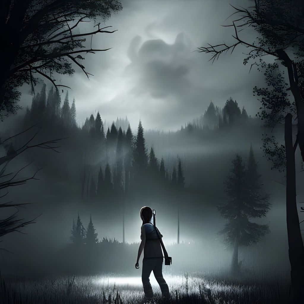 Menacing Demon Cloud Over Forest Village