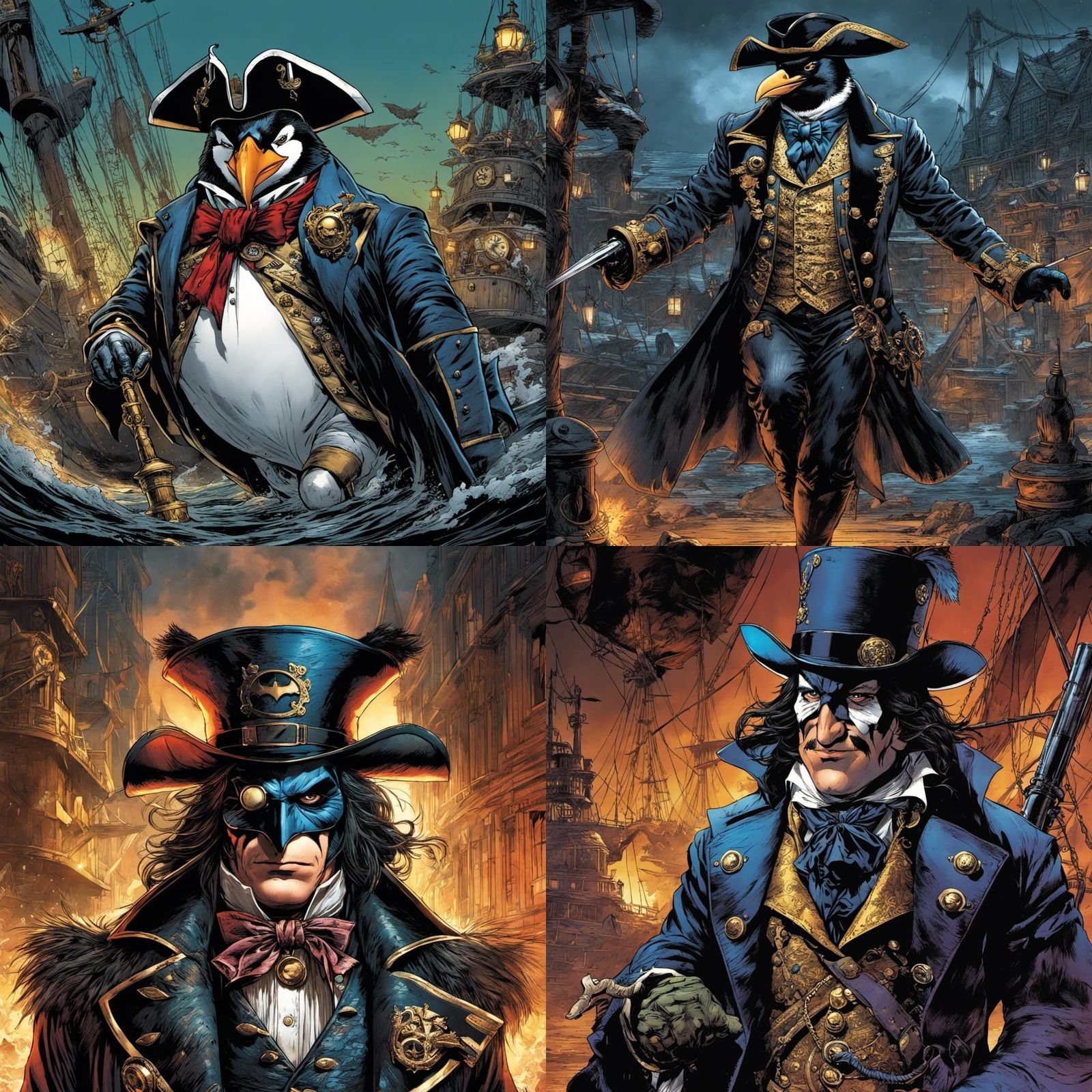 Penguin as 1700s Pirate, Comic Book Cover Art