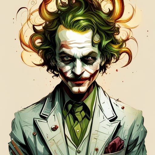Joker Portrait in Luminous Digital Painting Style