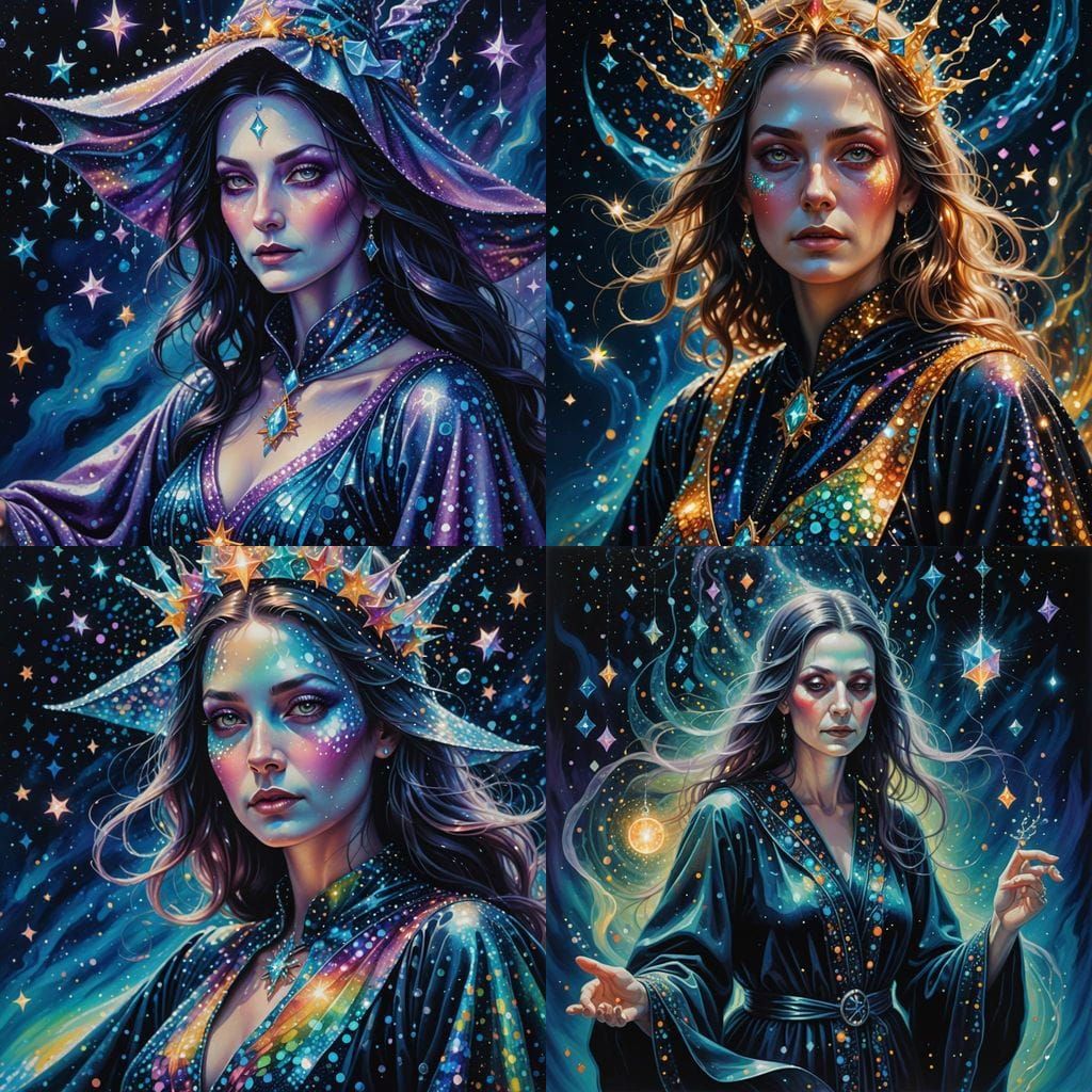 Glamorous Witch Casting Magic Spell Underwater