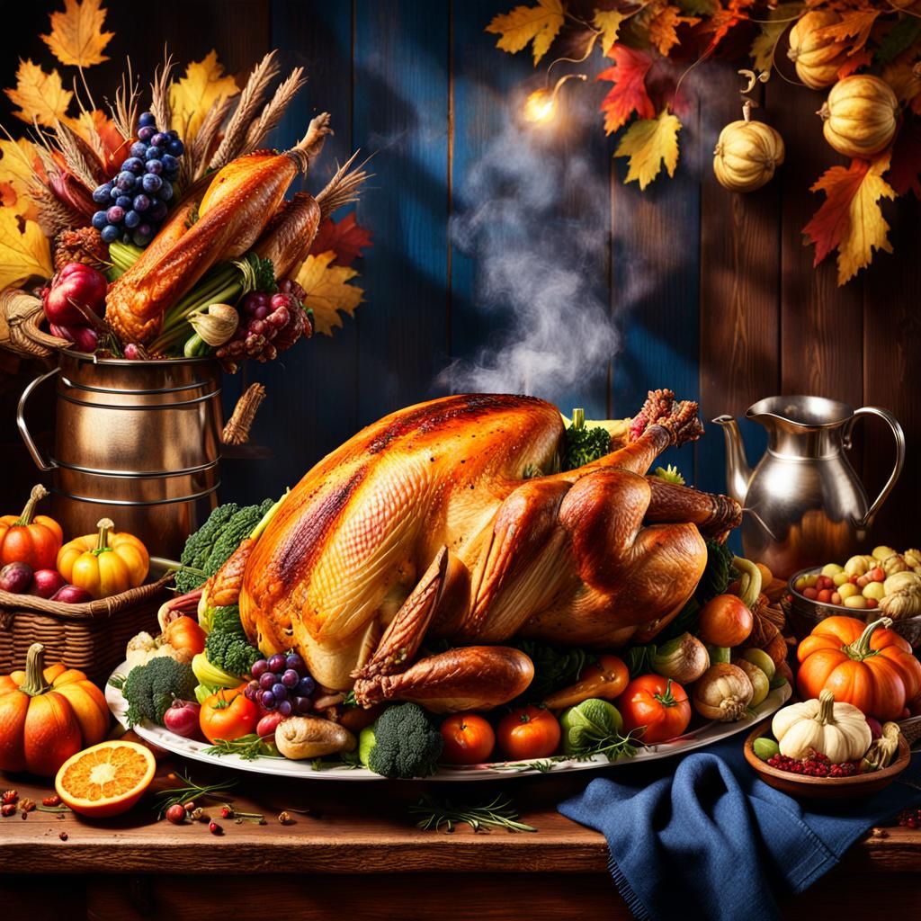 Majestic Thanksgiving Turkey Feast in Fantasy Style