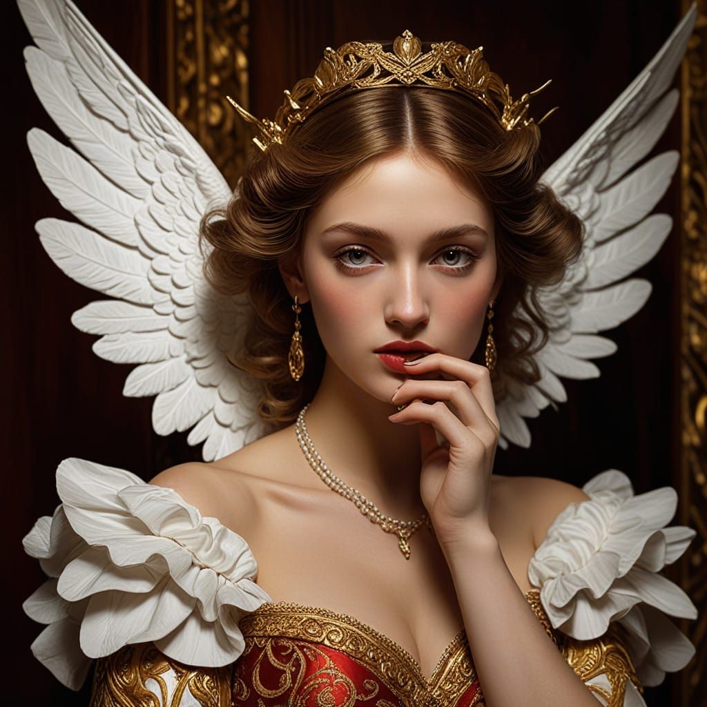 Angel in Elegant Baroque Realism Fashion