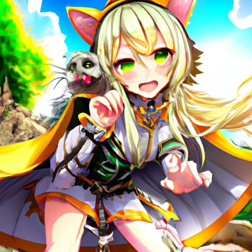 Cheetah Kemonomimi Anime Waifu in Medieval City