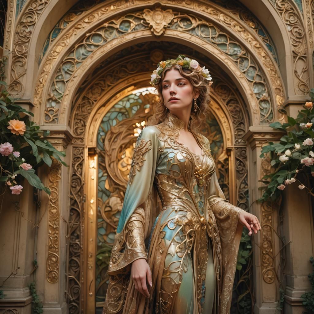 Royal Woman in Art Nouveau Maximalist Style