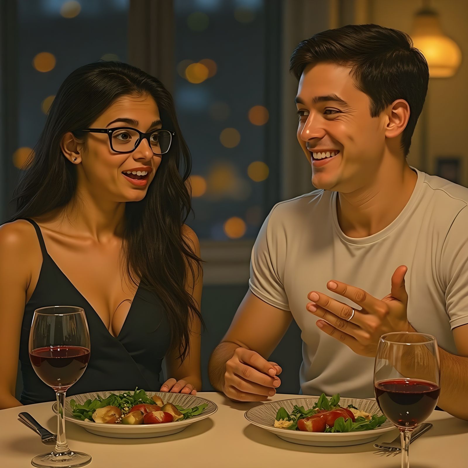 Intimate Moment of Desire and Uncertainty in a Cozy Bedroom