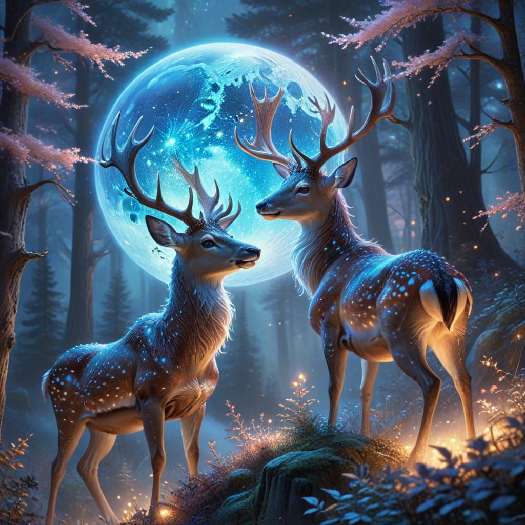 Luminous Stardust Deer Guardians of Earth