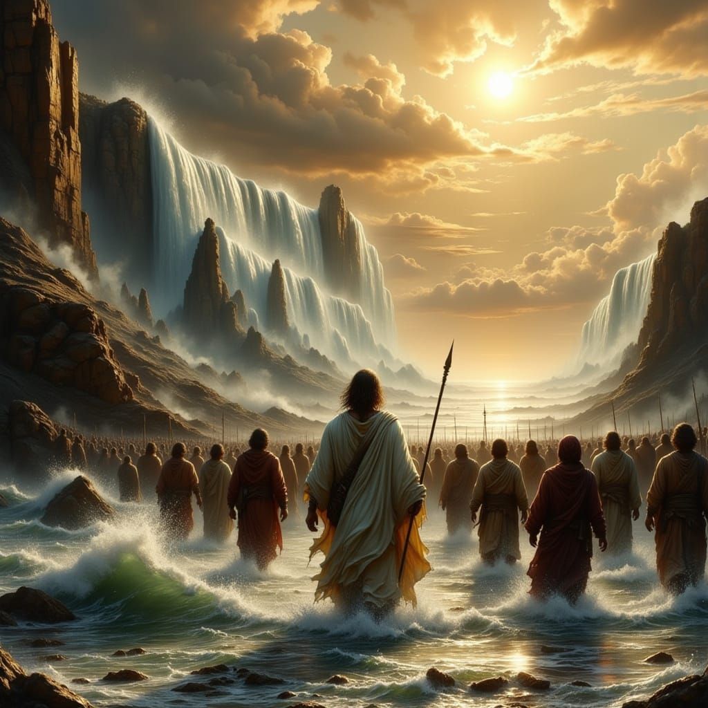 Moses Leads Exodus in Dramatic Biblical Scene