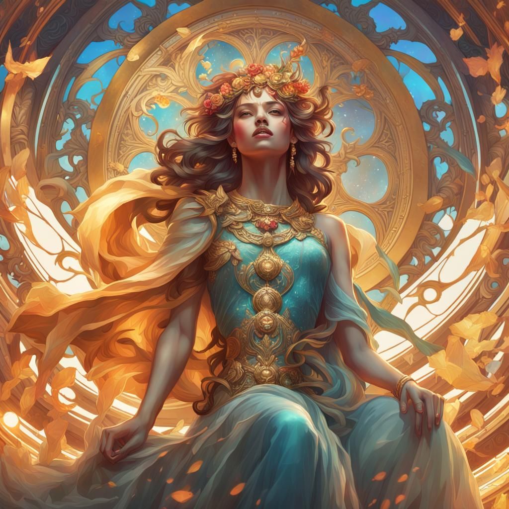 Goddess Seduces Viewer: Hyperrealistic 3D Splash Art